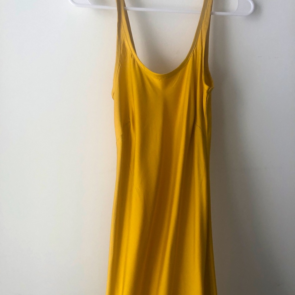 Yellow Mustard Satin Effect Maxi Dress
